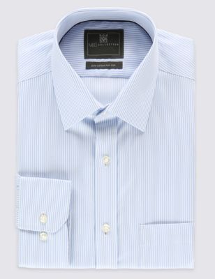 2in Longer Pure Cotton Non-Iron Textured Check Shirt
